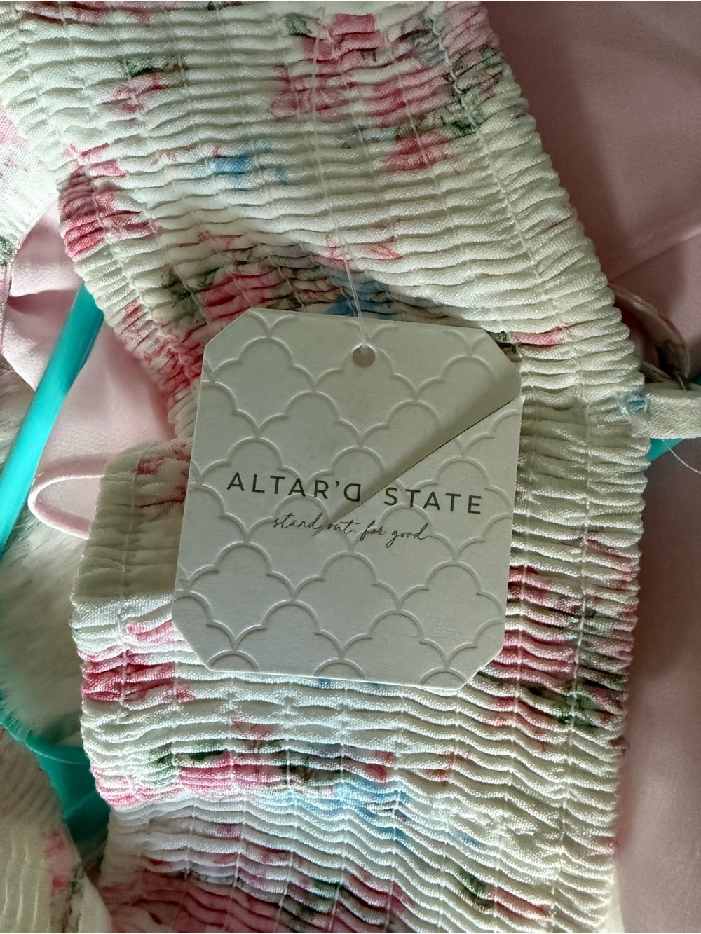Altar’d StarFloral Spaghetti Strap Sundress — Pink & Light Blue Flowers - Picture 5 of 6